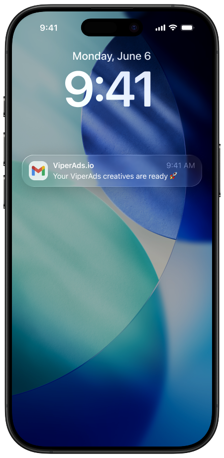 Push notification — ads delivered